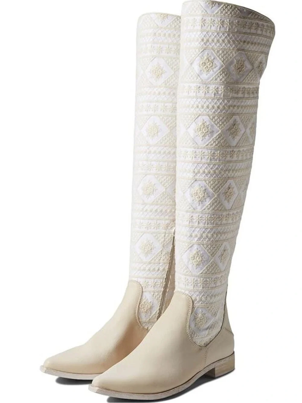 New Free People Bren Textile Slouch Knee High Lace Boots